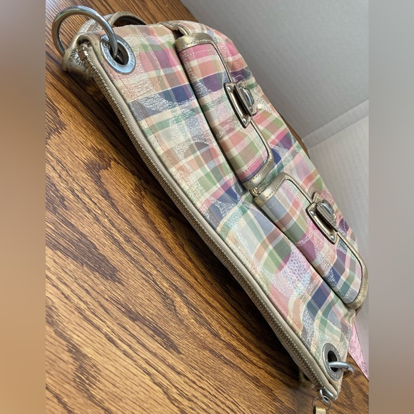 Coach Satchel Shoulder Handbag in Poppy Madras Print, Pre-Owned, 13”X 9” - Picture 8 of 12